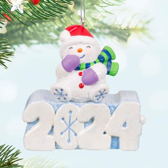 Mini A Snowy 2024 Ornament With Light, 1.3"