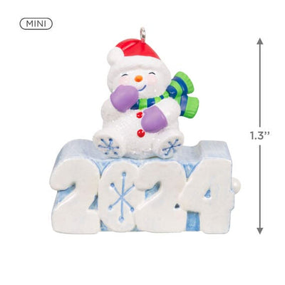 Mini A Snowy 2024 Ornament With Light, 1.3"