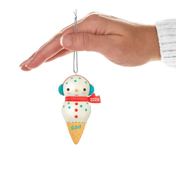 Son Snowman Ice Cream Cone 2024 Ornament