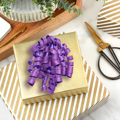 6.5" Sparkling Purple Curly Ribbon Gift Bow