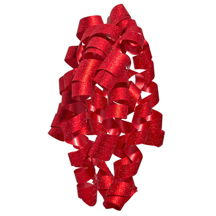 6.5" Sparkling Red Curly Ribbon Gift Bow