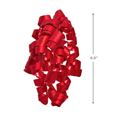 6.5" Sparkling Red Curly Ribbon Gift Bow