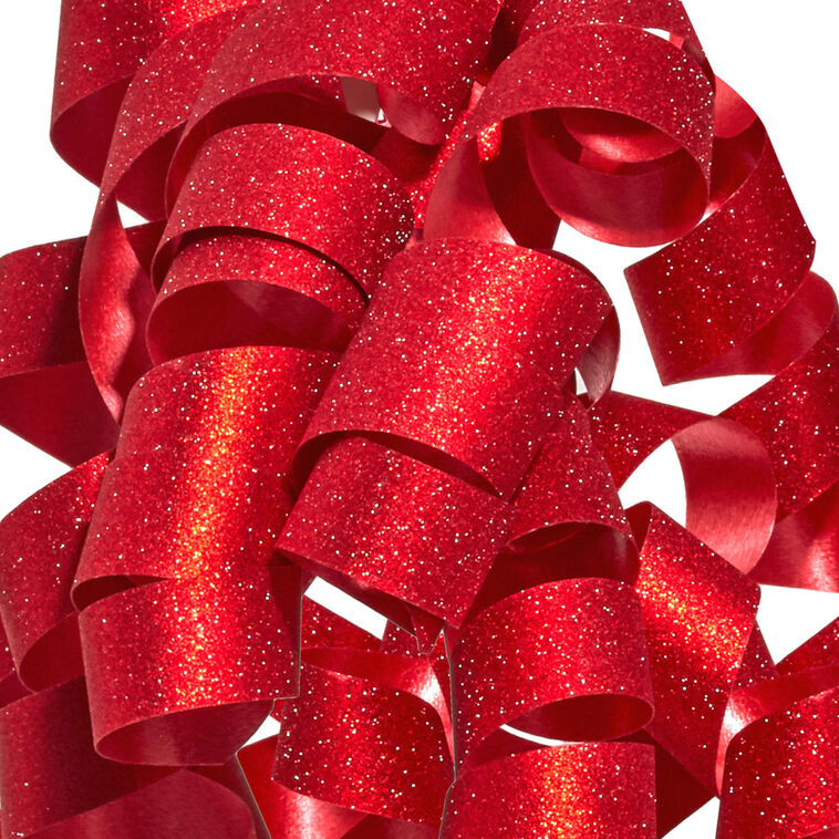 6.5" Sparkling Red Curly Ribbon Gift Bow