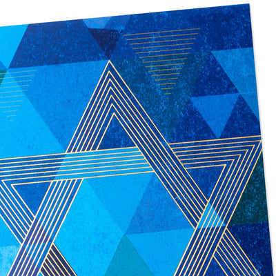 Star of David on Blue Geometric Boxed Hanukkah Cards, Pack of 16