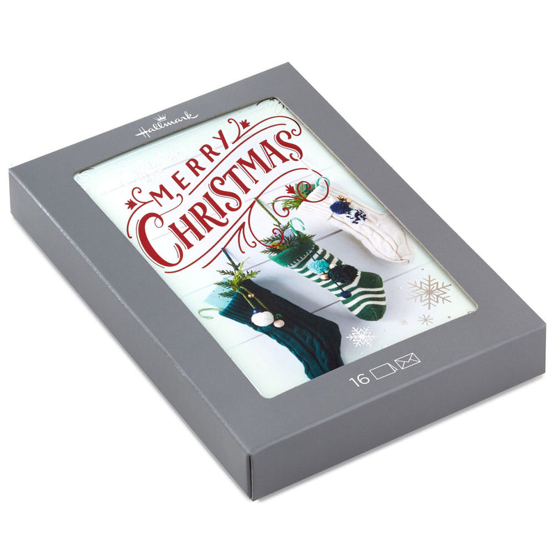 Stockings Hung With Care Boxed Christmas Cards, Pack of 16