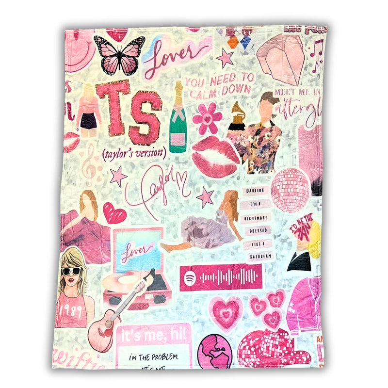 Swiftie Pink Collage Throw Blanket