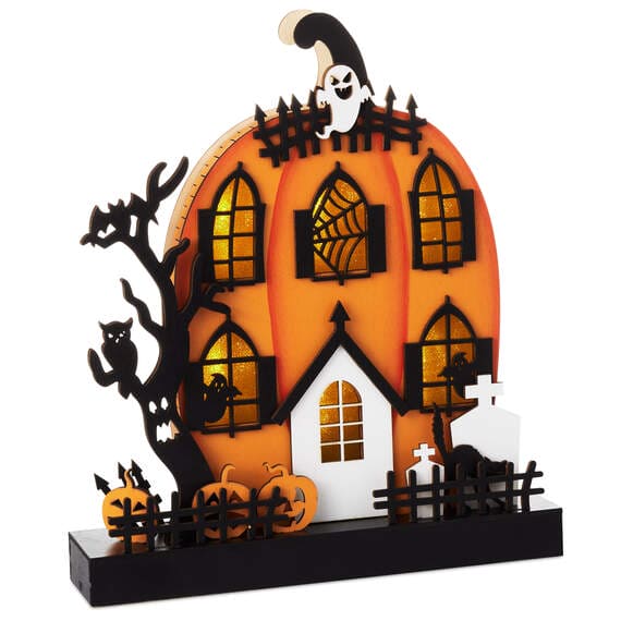 Tall Light-Up Pumpkin House Halloween Decoration