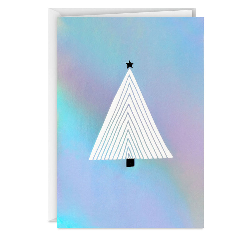 Geometric Tree on Silver Foil Boxed Christmas Cards, Pack of 16