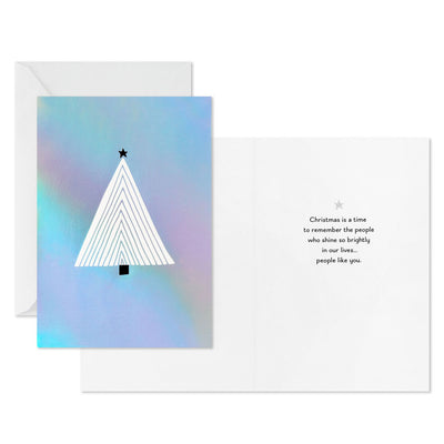 Geometric Tree on Silver Foil Boxed Christmas Cards, Pack of 16