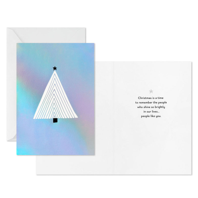 Geometric Tree on Silver Foil Boxed Christmas Cards, Pack of 16