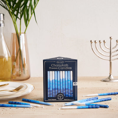 Premium Chanukah Candles, Hand Crafted, Blue & White (45 Count)