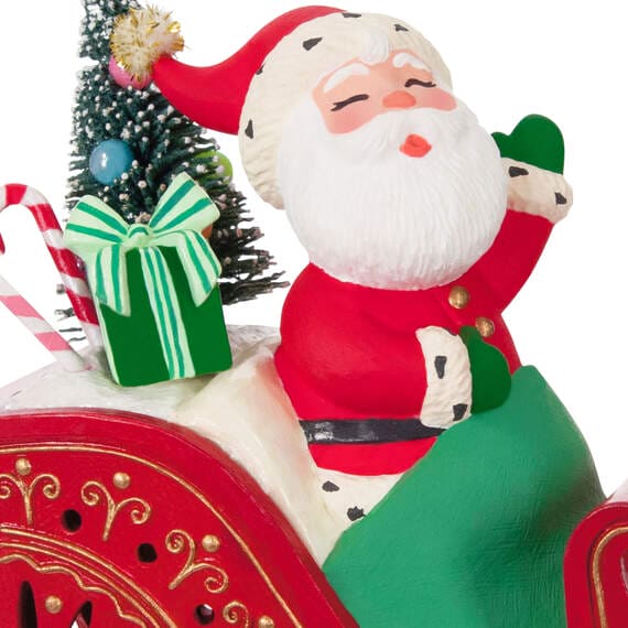 Mini Vintage Santa ShowToppers Musical Tree Topper With Light, 4.26”