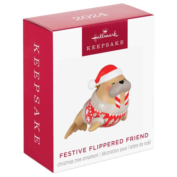 Mini Festive Flippered Friend Ornament, 0.85"