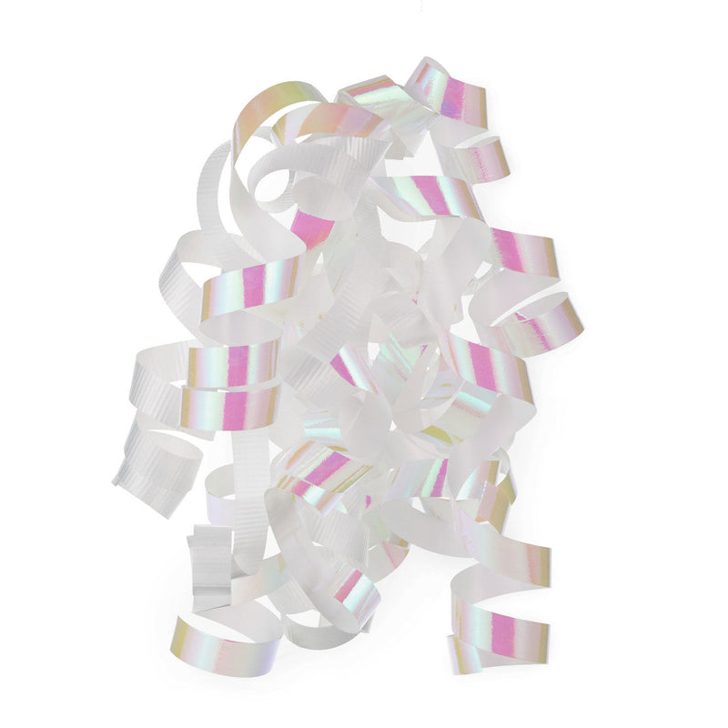 6.5" White/Iridescent Curly Ribbon Gift Bow