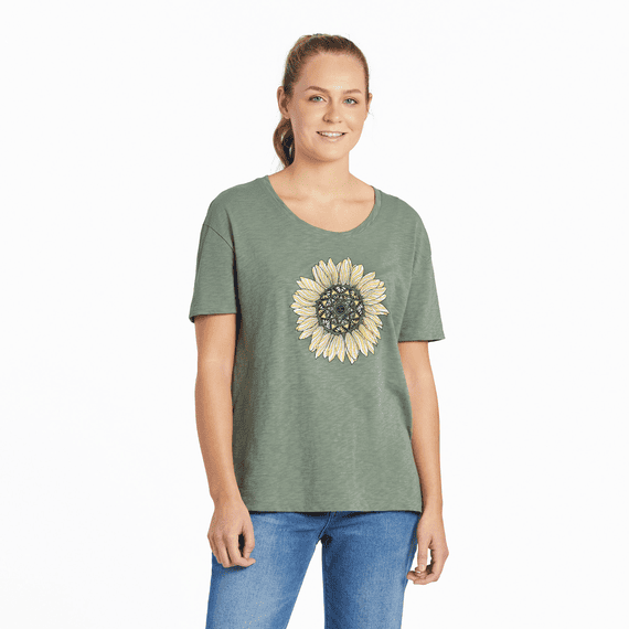 Detailed Sunflower Relaxed Fit Slub Tee Women&