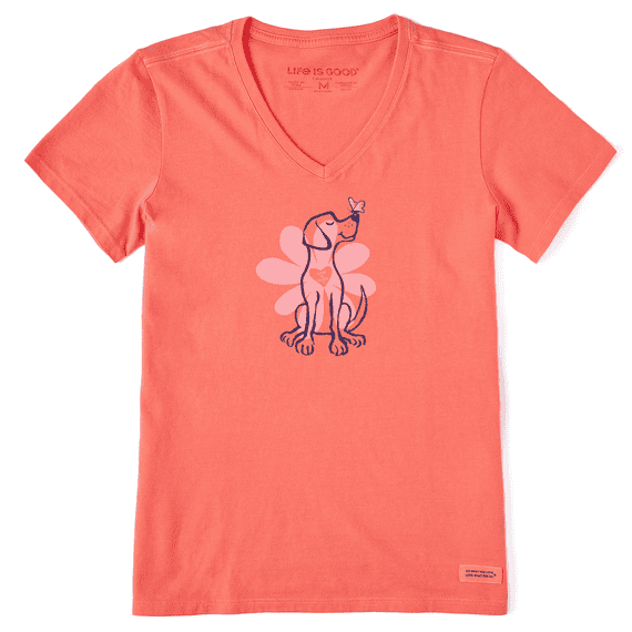 Spring Daisy Dog Short Sleeve Vee Women&