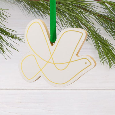 Signature White and Gold Dove Wood Hallmark Ornament