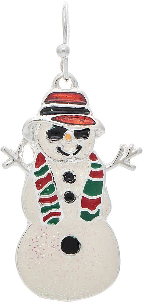 Silver Cool As Ice Snowman Holiday Earrings