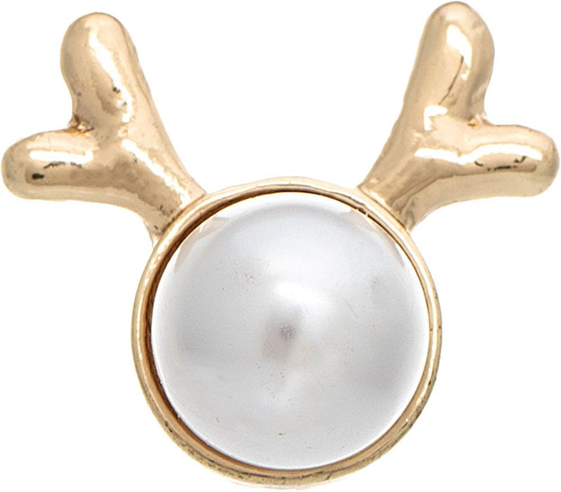 Gold Pearl Christmas Reindeer Post Earrings