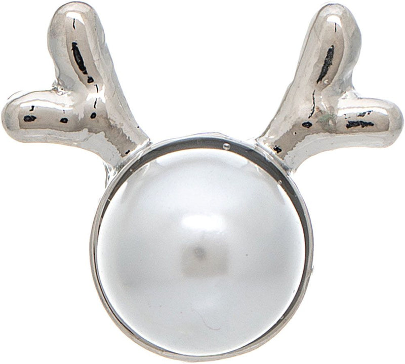 Silver Pearl Christmas Reindeer Post Earring