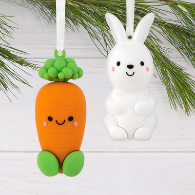 Bunny and Carrot Magnetic Hallmark Ornaments, Set of 2