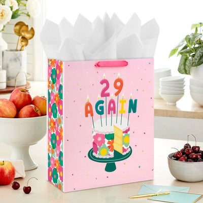 15.5" 29 Again Cake and Candles Extra-Large Birthday Gift Bag