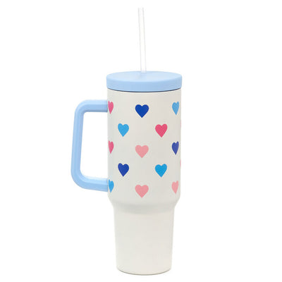 Colorful Hearts Insulated Travel Cup With Straw, 40 oz.