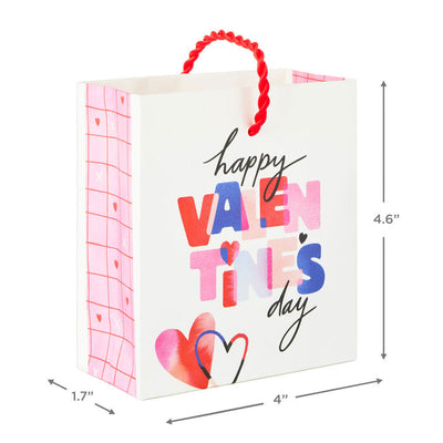 4.6" Happy Valentine's Day on White Gift Card Holder Mini Bag