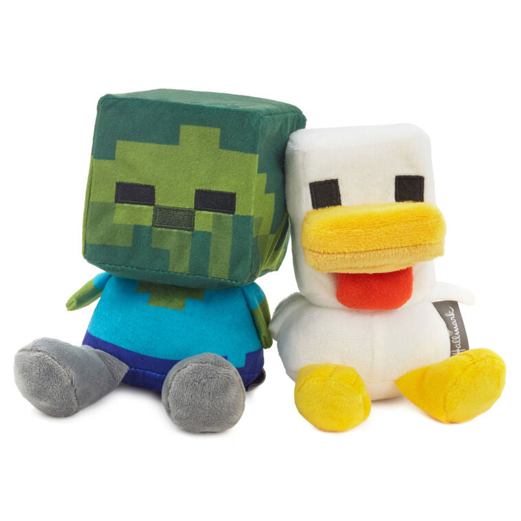 Minecraft Baby Zombie and Chicken Magnetic Plush Pair, 5.25" H