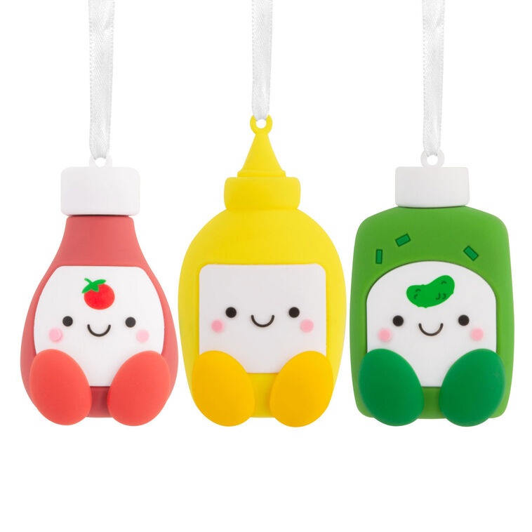 Ketchup, Mustard and Relish Magnetic Hallmark Ornaments, Set of 3