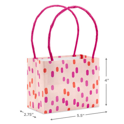 4" Patterned Pink Mini Horizontal Gift Bag Bundle