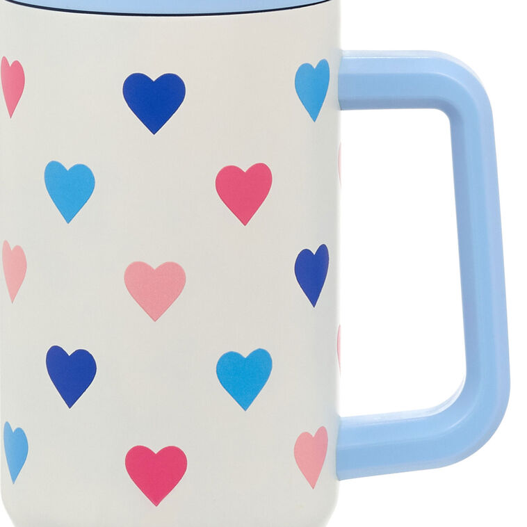 Colorful Hearts Insulated Travel Cup With Straw, 40 oz.