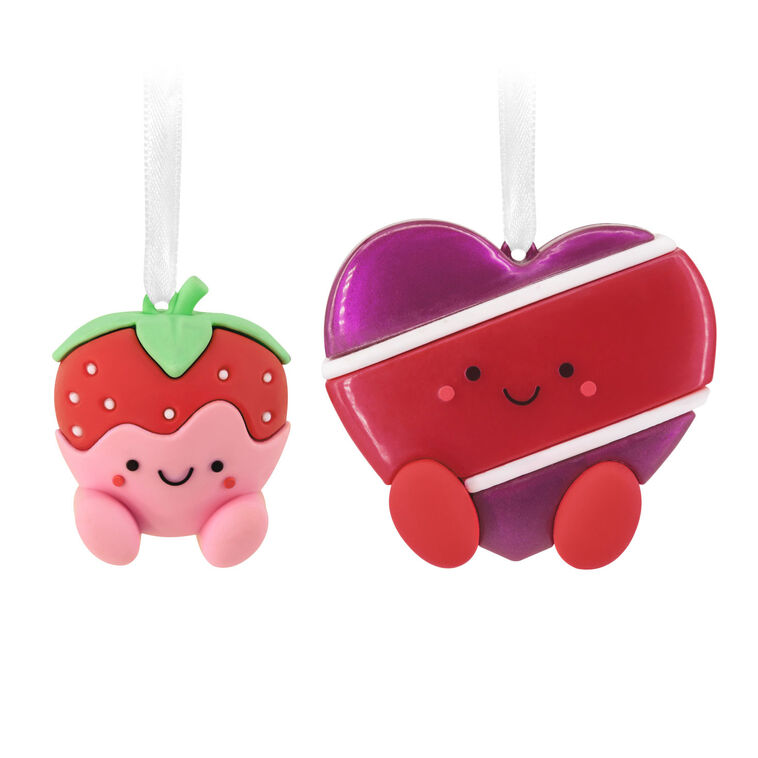 Strawberry Cream and Box of Chocolates Magnetic Hallmark Ornaments, Set of 2