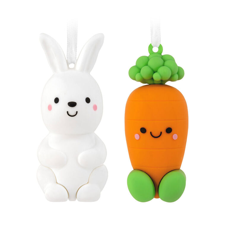 Bunny and Carrot Magnetic Hallmark Ornaments, Set of 2