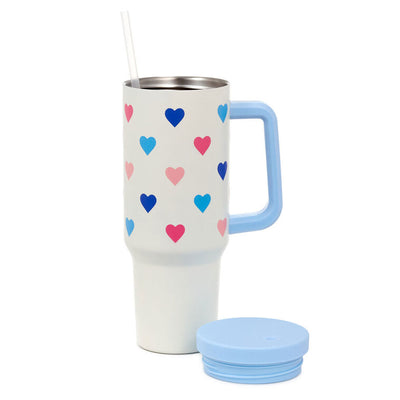 Colorful Hearts Insulated Travel Cup With Straw, 40 oz.