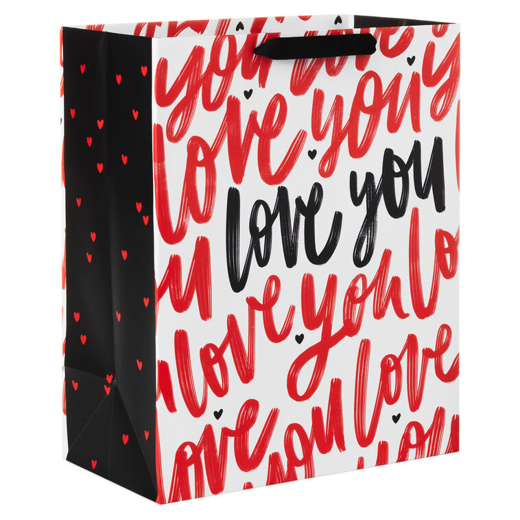 13" Love You Script on White Large Gift Bag