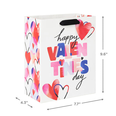 9.6" Happy Valentine's Day on White Medium Gift Bag