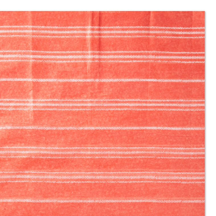 White Stripes on Coral Tissue Paper, 6 sheets