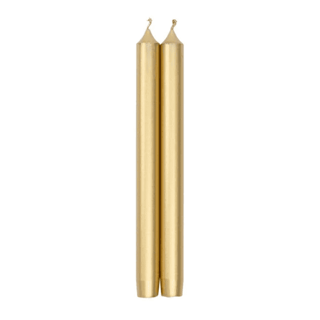 Straight Taper 10" Candles in Gold - 2 Candles Per Package