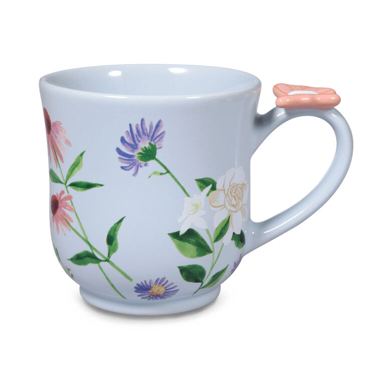 Floral Mug With Butterfly, 15 oz.