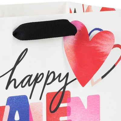 9.6" Happy Valentine's Day on White Medium Gift Bag