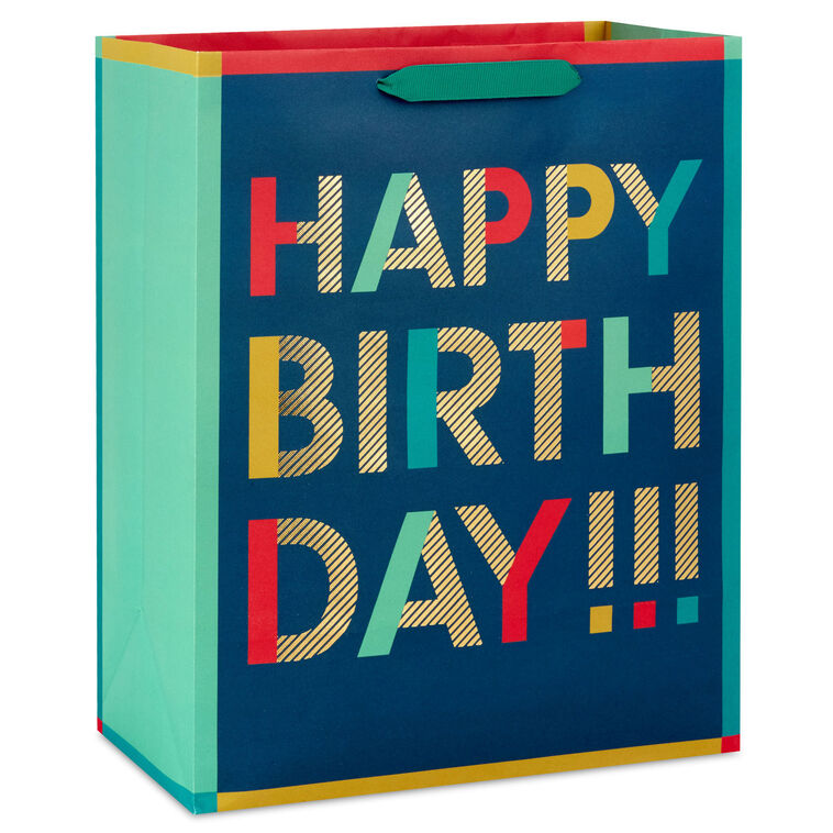 13" Bold Stacked Wishes Large Birthday Gift Bag