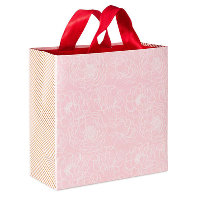 10.4" Flowers on Pink Large Square Valentine's Day Gift Bag