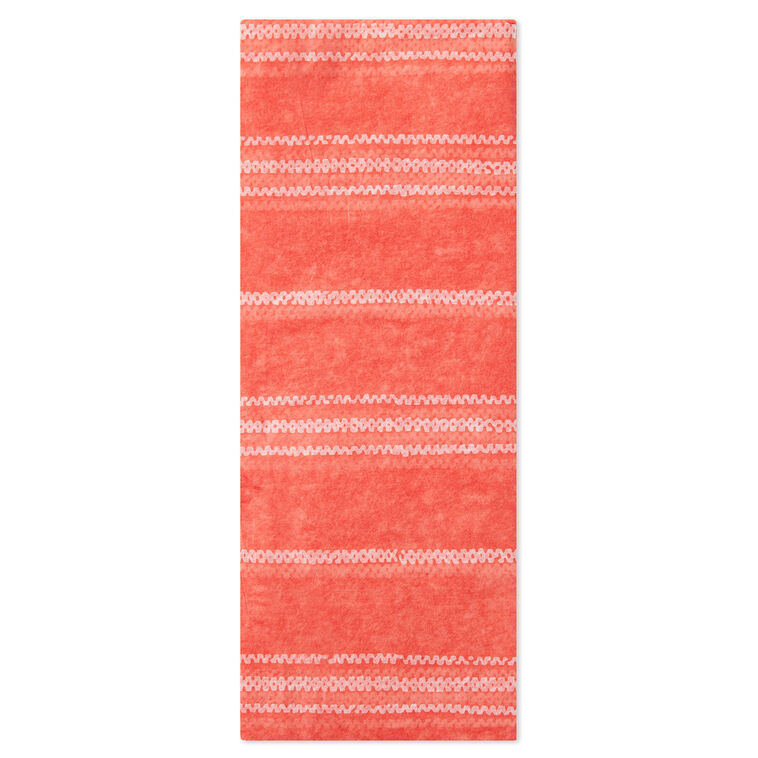 White Stripes on Coral Tissue Paper, 6 sheets