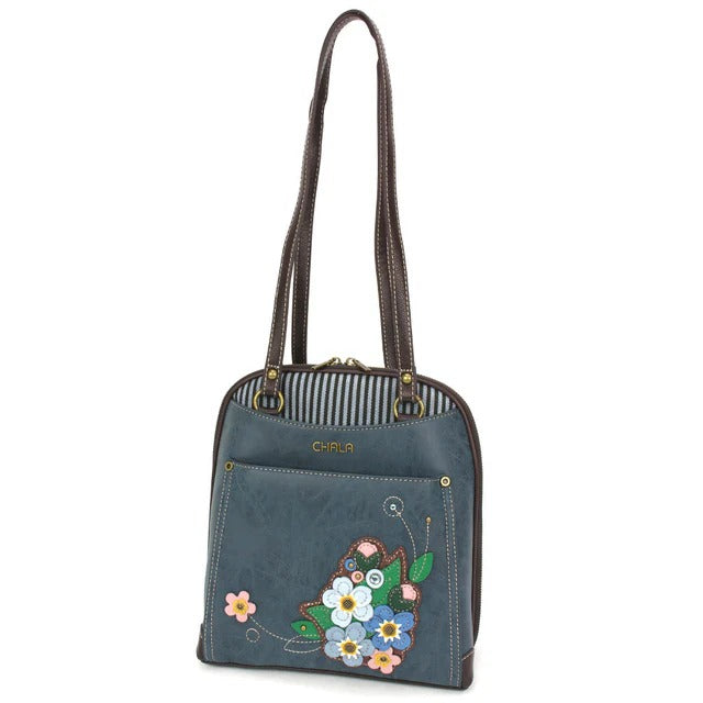 Convertible Backpack- Floral Blue