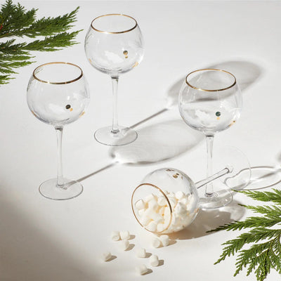 Holiday Gold Balloon Whine Glasses