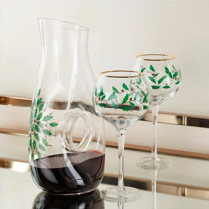 Holiday Decanter and 2 Wine Glasses