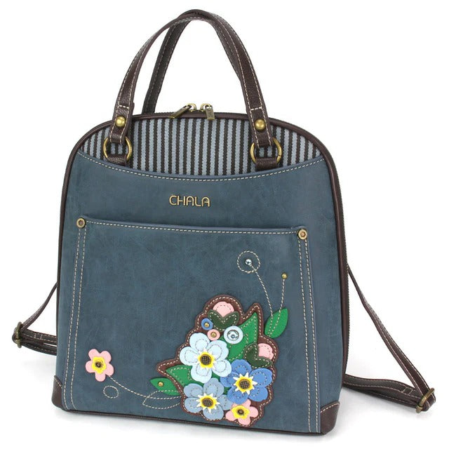 Convertible Backpack- Floral Blue