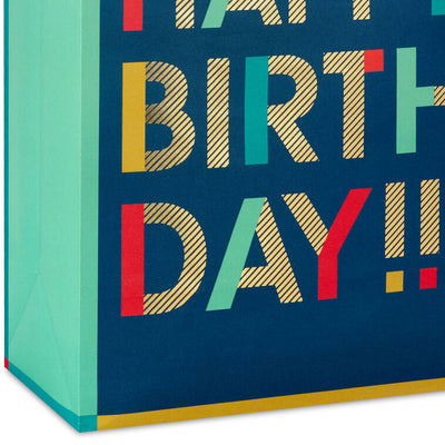 13" Bold Stacked Wishes Large Birthday Gift Bag