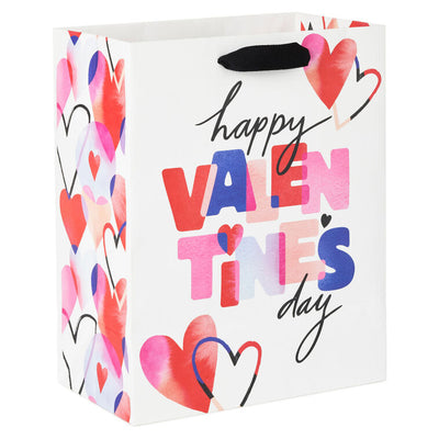 9.6" Happy Valentine's Day on White Medium Gift Bag